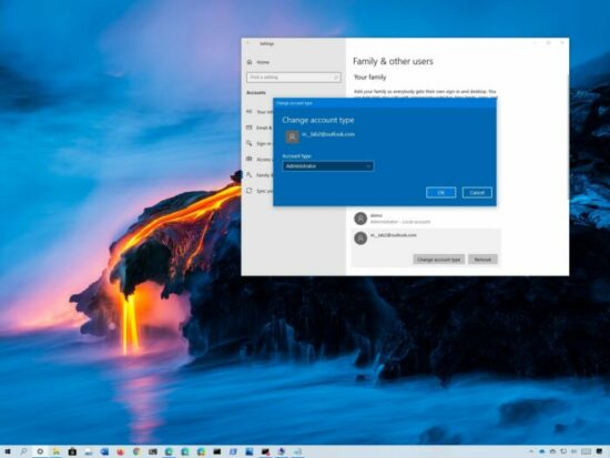 Change account type in Windows
