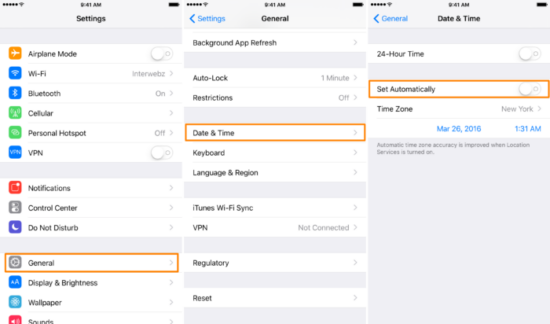 Check AUTOMATIC Date and Time Settings IOS