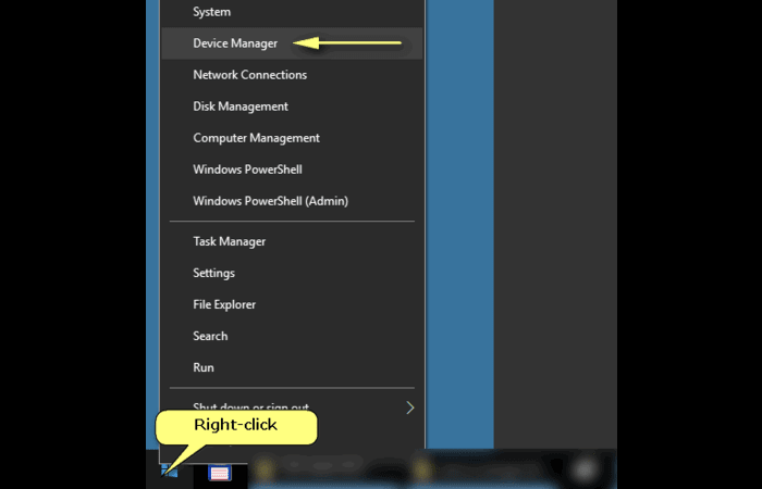 Device Manager in Win+X Menu