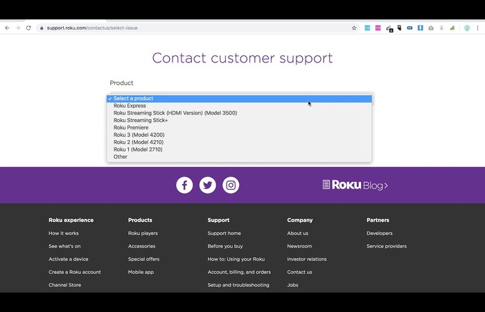 ROKU SUPPORT CONTACT