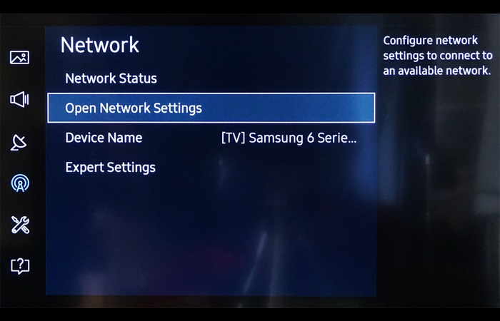 Samsung TV Network settings