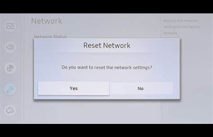 Samsung TV confirm network reset