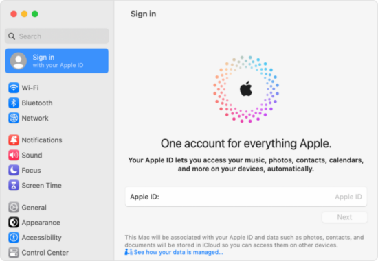 Sign In to Your Apple ID MACOS