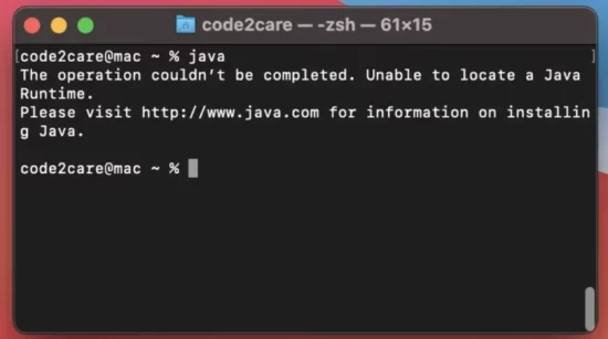 The Operation Couldn’t Be Completed. Unable to Locate a Java Runtime macOS Error