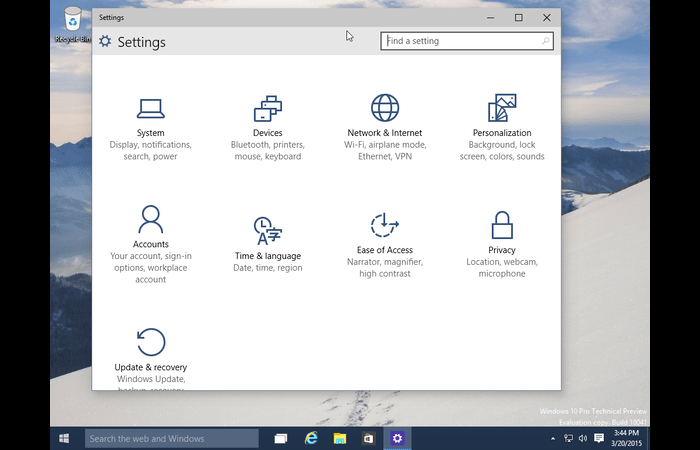 Windows Settings Application