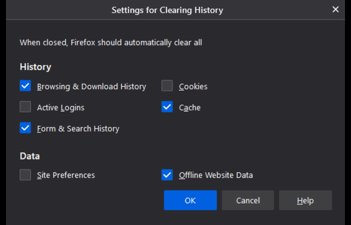 clear browser history and cookies