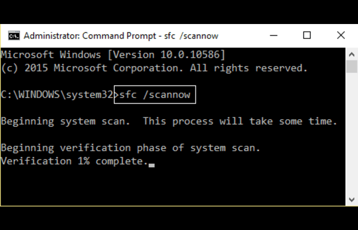 sfc scannow Running in Command Prompt
