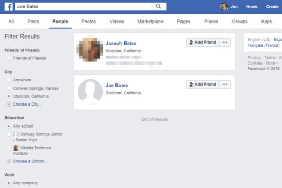 How to search for a person on Facebook