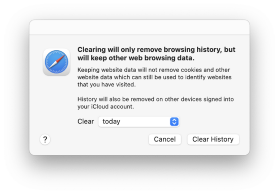 Clear browsing history in Safari without losing website data