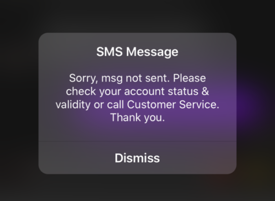 message not sent