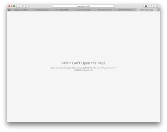 safari cannot open the page because the server cannot be found