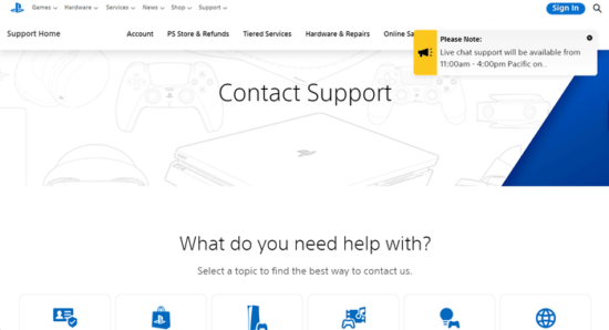 Contact Sony Support