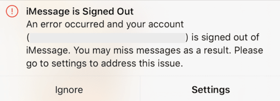IMessage Is Signed Out Error