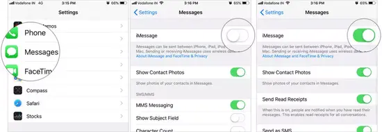 Toggle iMessage Off and On