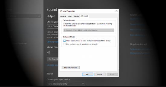 SOLUTION 2: Disable Exclusive Control in Audio Settings